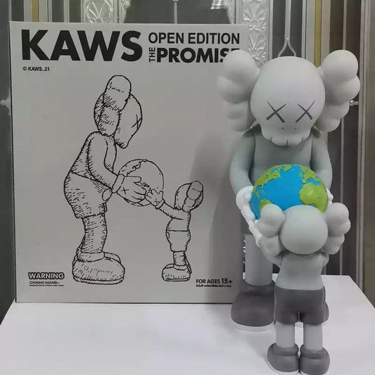 פסל KAWS הבטחה אפור מחזיק כדור עולם